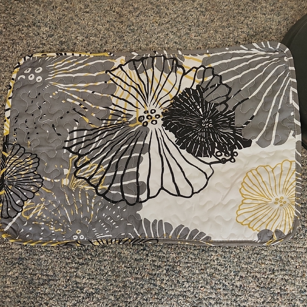 Floral Quilted Pillowcases- Gray, Black, White, Yellow